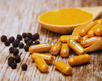 GROUND TURMERIC ROOT POWDER WITH GROUND PEPPERCORN CAPSULES NON GMO MADE FRESH ON DEMAND